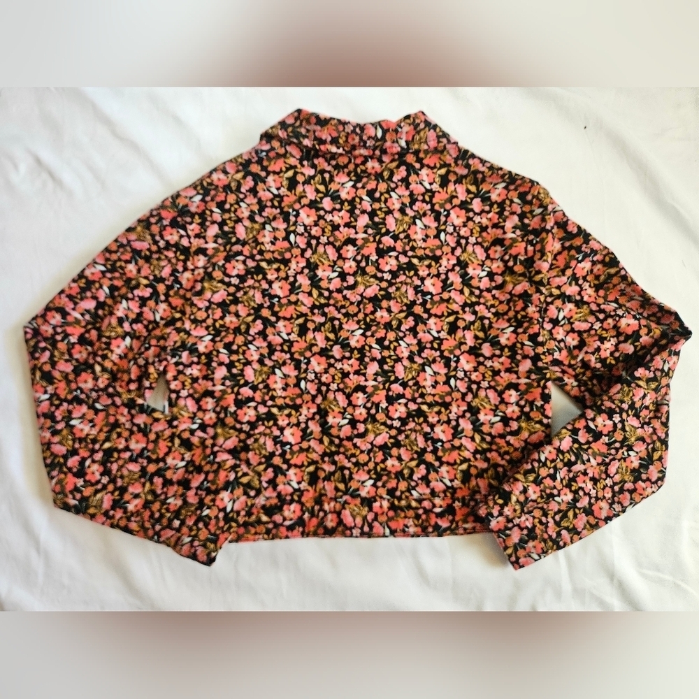 Social Standard By Sanctuary Black And Pink Floral Jean Jacket Size XL - Picture 12 of 13